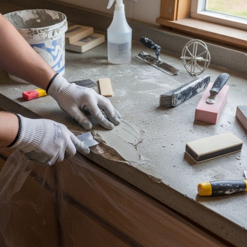 Local Concrete Countertop Pouring pros at work